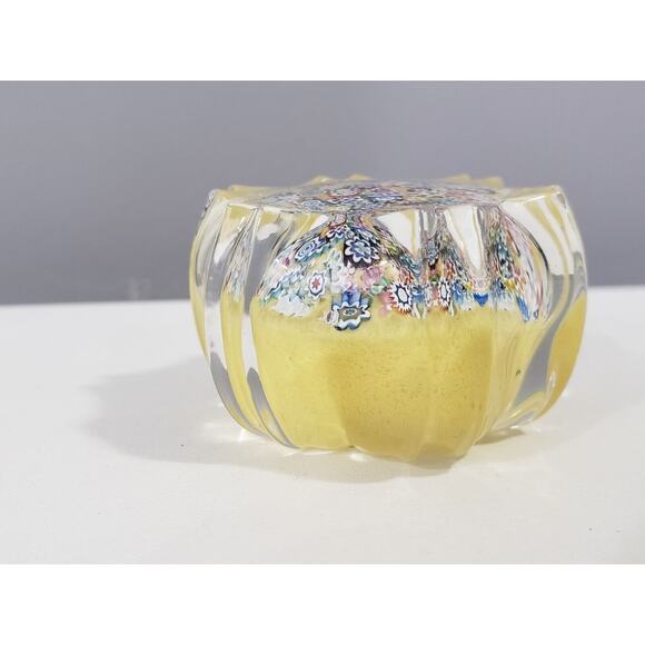 Peter McDougall Star Cut Millifiore Yellow paperweight Fluted Scotland PMCD 50mm - Picture 3 of 8